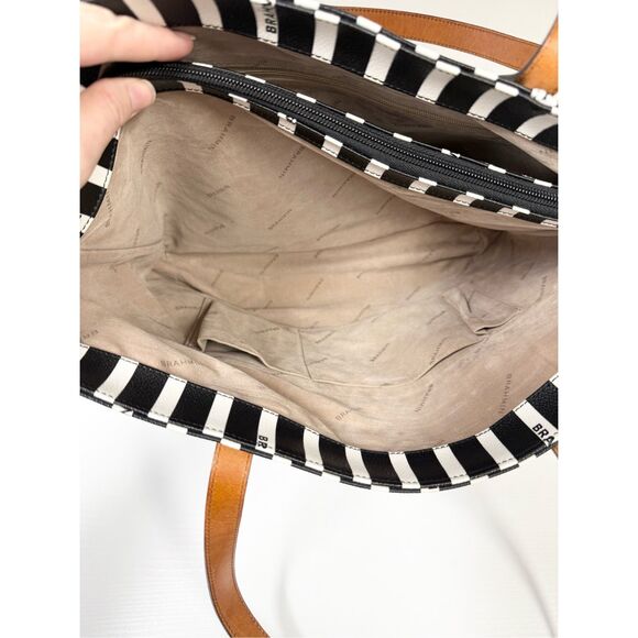 Brahmin All Day Signature Striped Tote Bag Black & White - Picture 11 of 11
